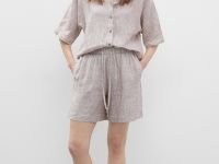 Льняная рубашка с коротким рукавом