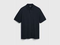 Поло из текстурной хлопковой ткани, Черный