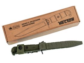 Тактический нож Kizlyar Supreme Vector Olive, сталь 420HC TW, рукоять кратон, хаки