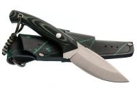 Нож Пиранья, сталь N690, рукоять G-10 черно-зеленая с паракордом