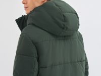 Удлинённая утеплённая куртка с капюшоном, Зеленый