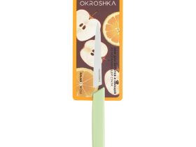 Нож кухонный серрейтор для фруктов и овощей Okroshka Salad 10 см, сталь 5cr15mov, рукоять пластик, зеленый