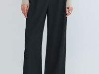 Широкие брюки со складками, Черный