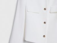 Однобортный укороченный жакет, Белый