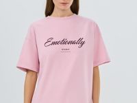 Футболка оверсайз с принтом, Розовый