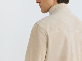 Бомбер из натуральной замши, Бежевый