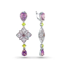 Серьги из серебра с аметистами, гранатами э0649сг01260361