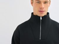 Толстовка с воротником-стойкой на молнии, Черный