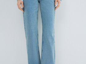 Прямые джинсы с высокой посадкой, Голубой