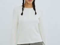 Лонгслив с пуговицами, Бежевый