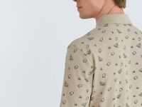 Поло из хлопка с принтом, Бежевый