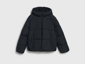 Утеплённая куртка с капюшоном, Черный