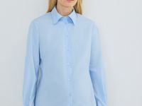 Приталенная рубашка из хлопка, Голубой