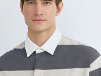 Поло в полоску из хлопка, Голубой