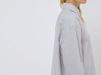 Рубашка в полоску с вышивкой, Фиолетовый