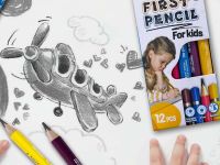 Набор чернографитных карандашей Acmeliae Acmeliae "First Pencil" 2B, утолщенный укороченный, 4 цвета корпус