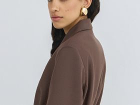 Жакет с поясом, Коричневый