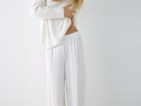 Пижамные брюки из ажурного трикотажа, Белый