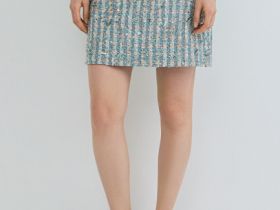 Юбка мини из твида, Зеленый