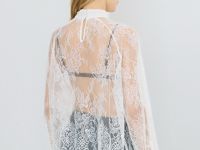 Кружевная блузка с воротником-стойкой, Бежевый