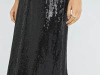Прямая юбка с пайетками, Черный