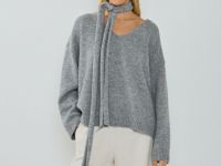 Джемпер с шарфом, Серый