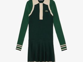 Женское эластичное платье Lacoste с длинным рукавом