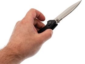 Складной нож Obertech ns-01 thumb stud satin, сталь VG-10, рукоять G10, черный