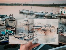 Палетка для красок "Волны" 6х5 см, цвет черный, пластик белый