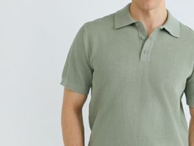 Поло из текстурной ткани, Зеленый