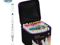 Набор двусторонних маркеров для скетчинга MESHU основные цвета 100 цв, текстильный чехол на молнии