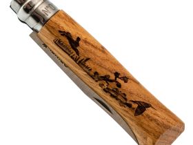 Складной нож Opinel №8, нержавеющая сталь, рукоять дуб, гравировка заяц, 002333