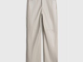 Прямые брюки из искусственной кожи, Бежевый