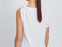 Топ из хлопка с открытым плечом и фигурным узлом