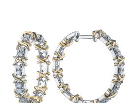 Серьги из комбинированного золота с бриллиантами э4801сг12200015