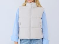 Утеплённый стёганый жилет, Бежевый