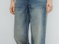 Свободные прямые джинсы средней посадки, Синий