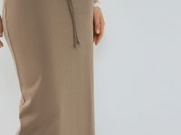 Прямая юбка с эффектом стирки, Бежевый