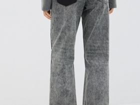 Прямые джинсы со средней посадкой, Серый