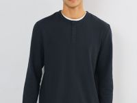 Лонгслив с воротником хенли, Синий