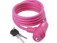 Велозамок M-wave ACME, комплект ключей, трос 8x1500 мм (розовый)