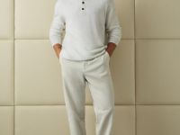 Джемпер поло из шерсти мериноса, Серый