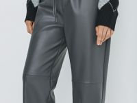 Брюки из искусственной кожи, Серый