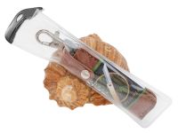 Складной нож Nagao Higonokami Warikomi, 50мм, сталь Aogami, рукоять латунь, коричневый чехол