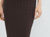 Прямая трикотажная юбка, Коричневый