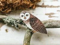 Деревянная брошка Дворникова А. "Совушка"