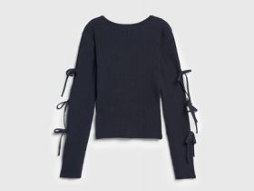 Вязаный джемпер с бантами для девочек, Синий