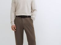 Прямые брюки с эластичным поясом, Коричневый