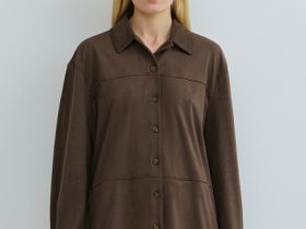 Рубашка из искусственной замши, Коричневый