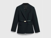 Двубортный жакет с поясом, Черный